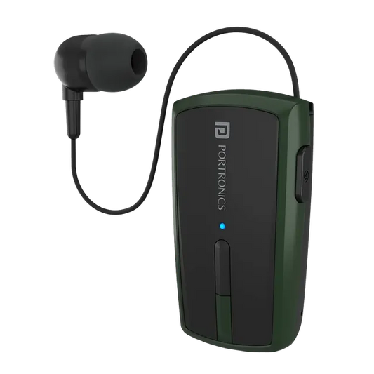 PORTRONICS Harmonics Klip 4 Bluetooth Headset with Mic (Upto 12 Hours Talk Time, In Ear, Green)