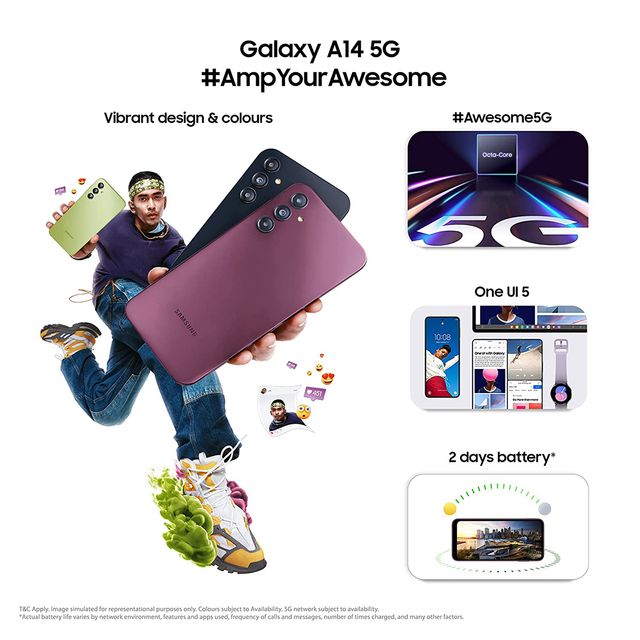 SAMSUNG Galaxy A14 5G (4GB RAM, 64GB, Dark Red)