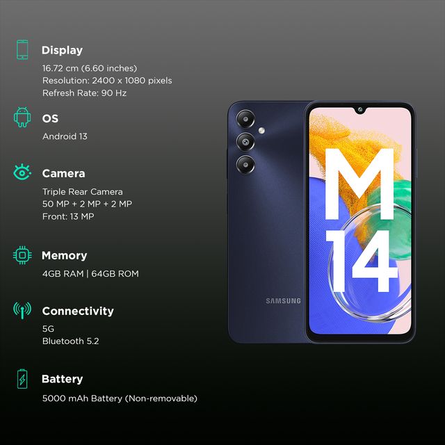 SAMSUNG Galaxy M14 (4GB RAM, 64GB, Sapphire Blue)